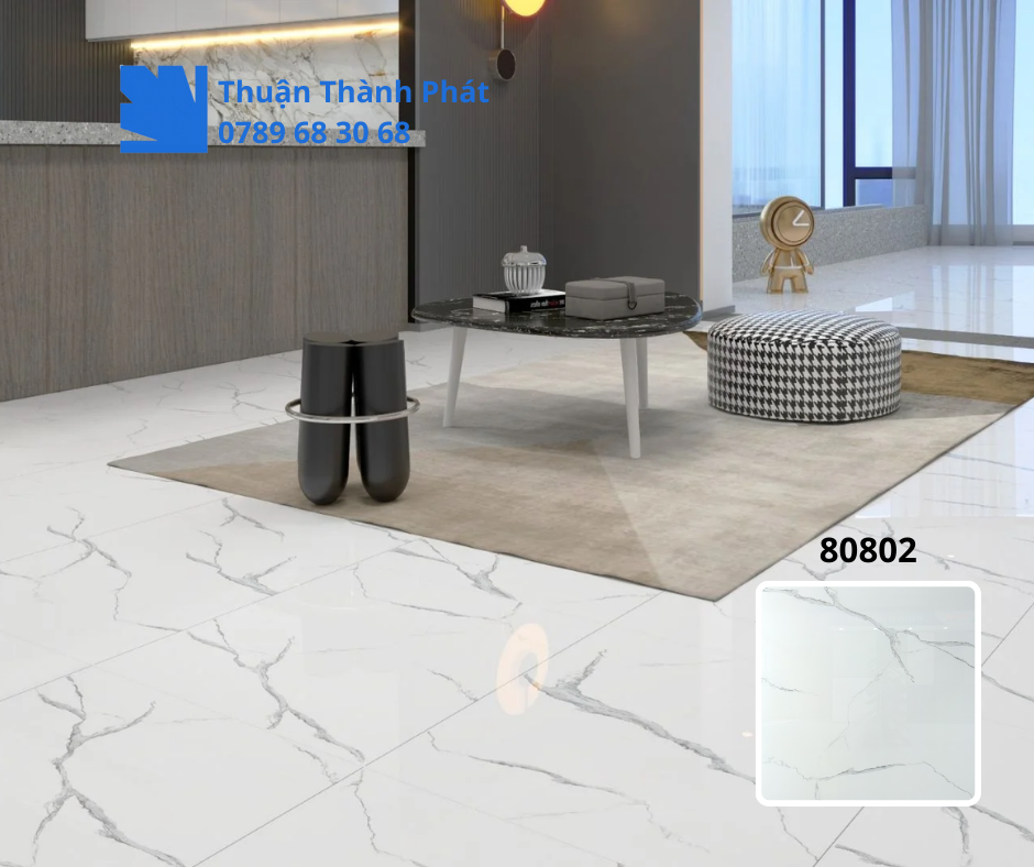 Gạch ốp lát 80802 Sàn nhà sáng, dễ lau chùi;
